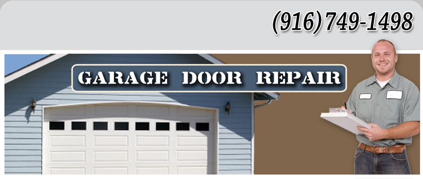 photo of a garage door we repaired near downtown Roseville